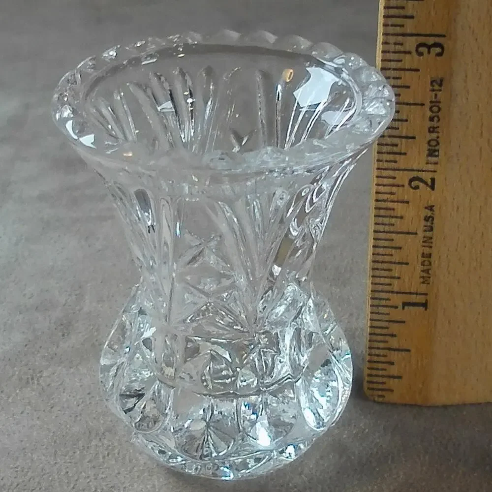 Eternal 24% Lead Crystal Toothpick Holder Sawtooth Rim Taiwan Vintage Glass